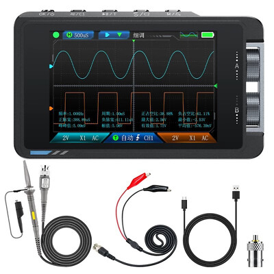 Mini Osciloscópio 2CH 50MHz, pontas 10x